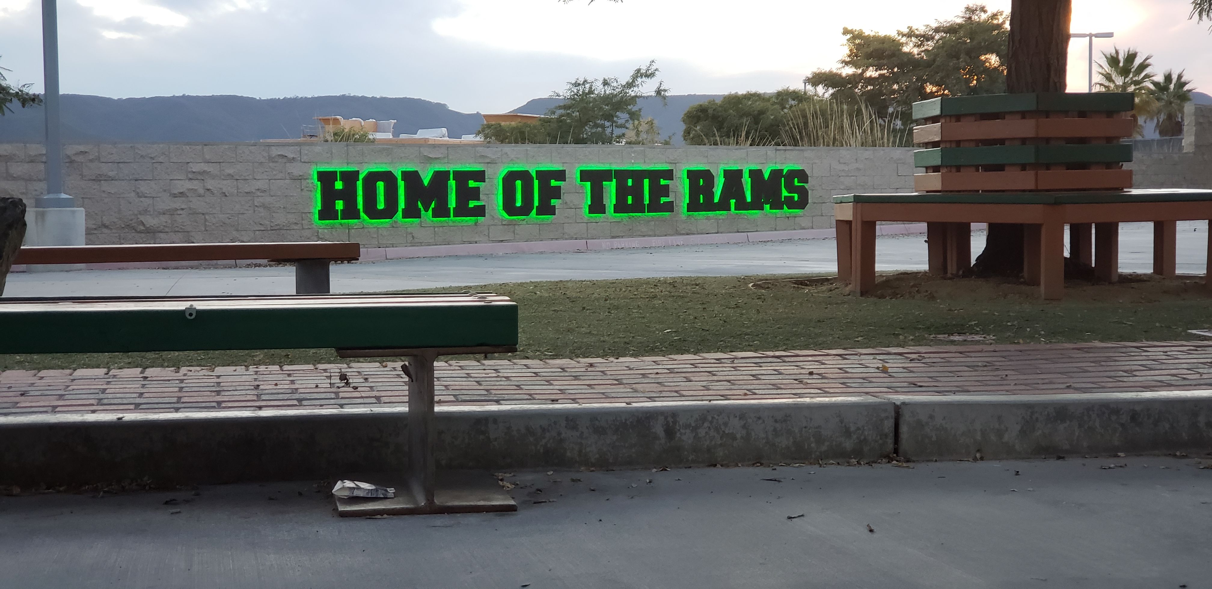 Home of the Rams 3D outdoor sign for College Campus