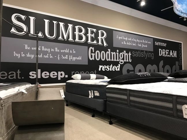 Interior Word Wall Graphic for Mattress Store