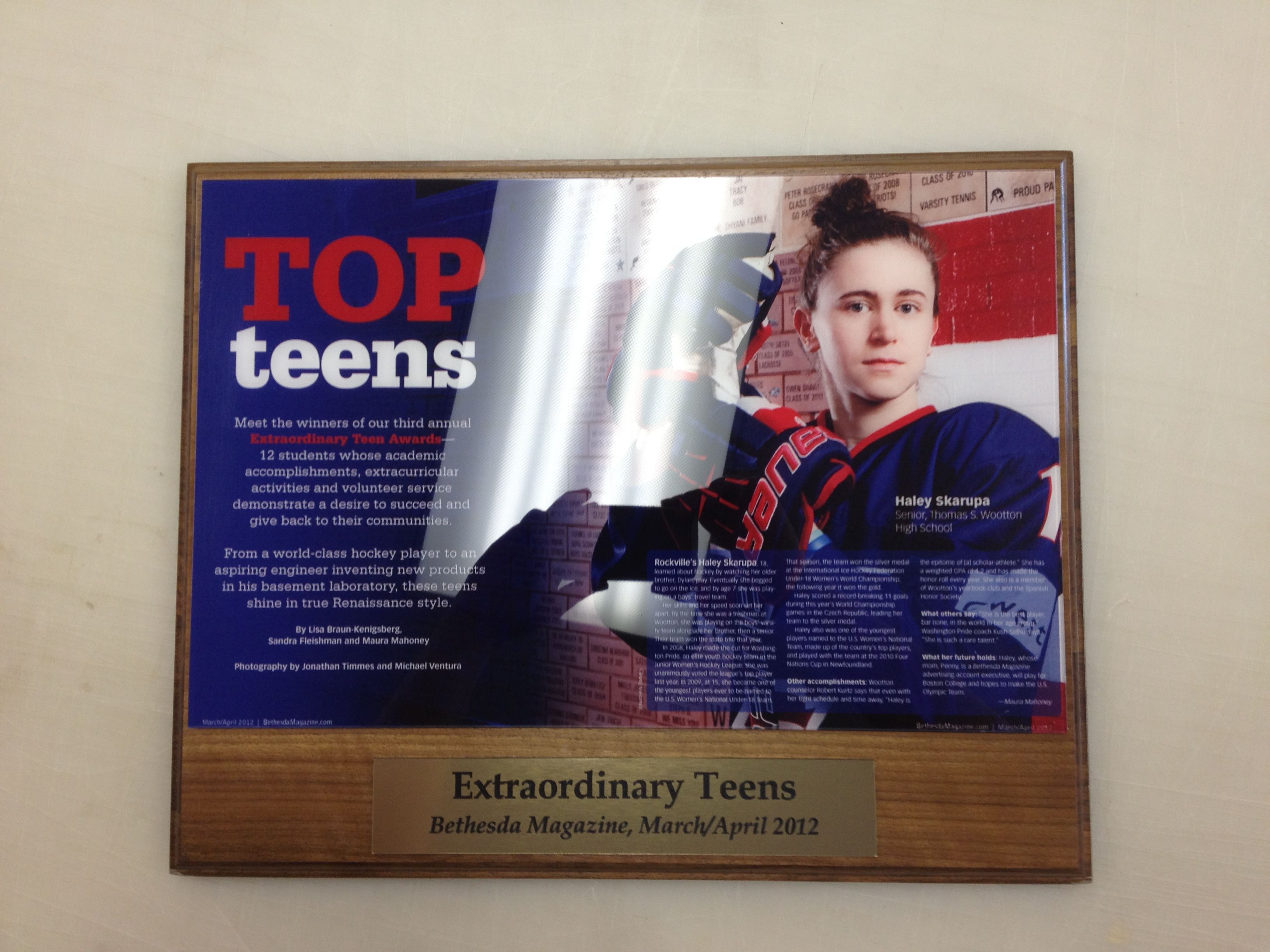 customized recognition plaque magazine article printed and engraved
