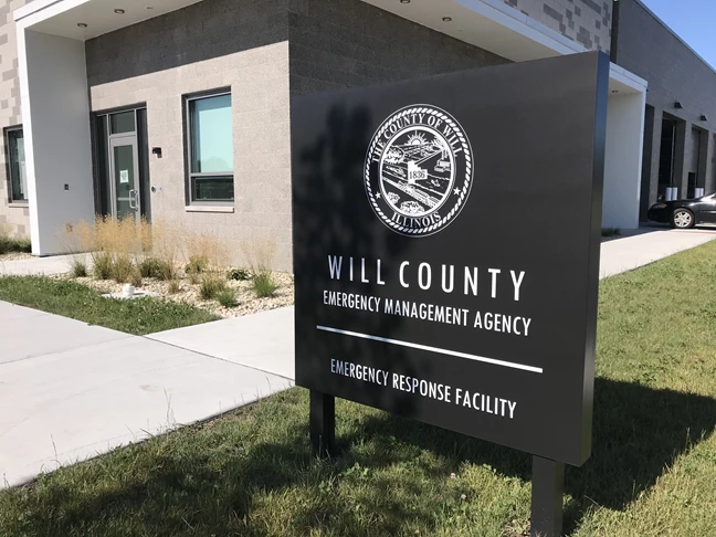 New Post & Panel sign for Will County EMA building
