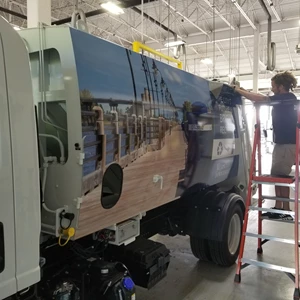 Installing Recycle Truck Wrap
