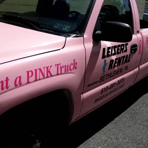 Breast Cancer Pink Sign Lettered Truck Front Graphics