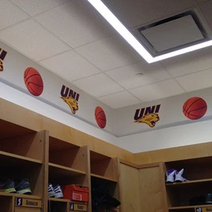 Vinyl Decals Placed in the UNI Men's Basketball Locker Room