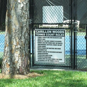 Tennis Court Rules sign