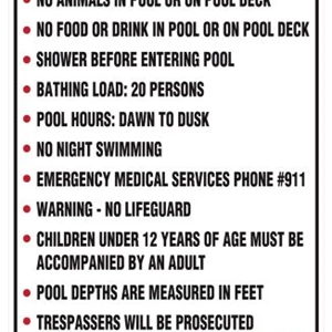 Pool Rules sign