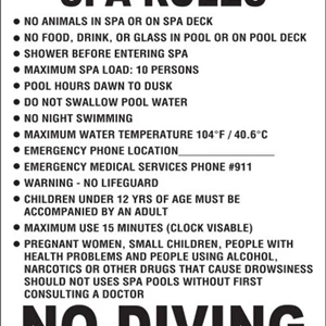 Spa Rules sign