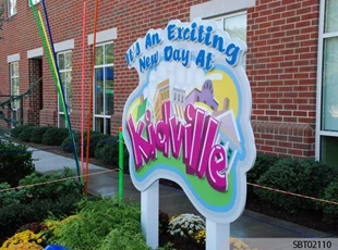 Kidville Custom Routed Post and Panel Sign