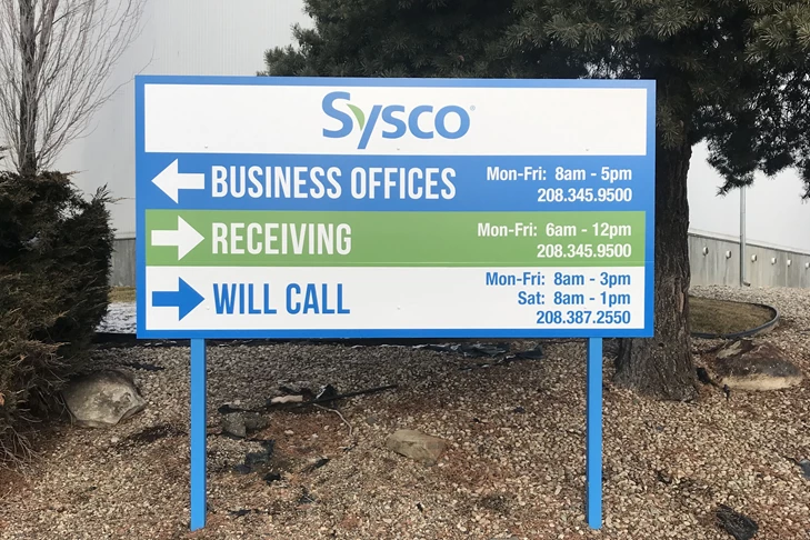 Business Offices Blue Post and Panel Directional Sign
