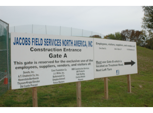Wayfinding Post and Panel Sign for Construction Site