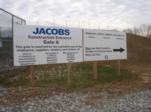 Wayfinding Post and Panel Sign for Construction Site