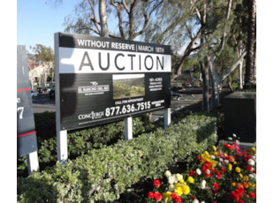 Black and White Post and Panel Sign for Auction