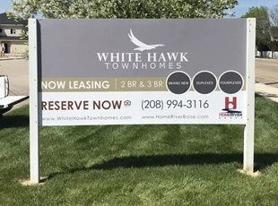 Post and Panel Sign for Townhomes Now Leasing