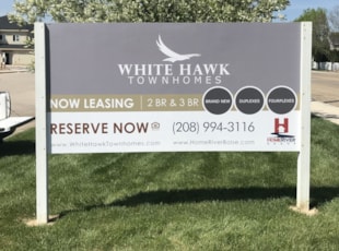 Post and Panel Sign for Townhomes Now Leasing
