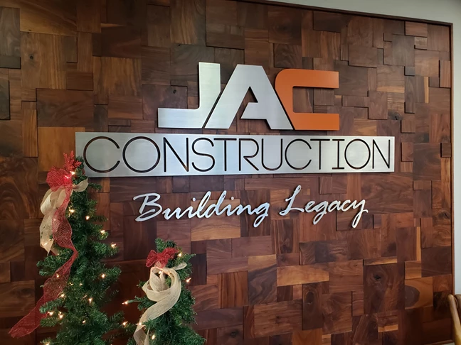 Construction Reception Area Dimensional Lobby Sign