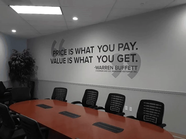 Conference Room Wall Graphics with Warren Buffet Motivational Quote