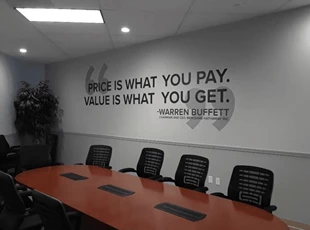 Conference Room Wall Graphics with Warren Buffet Motivational Quote