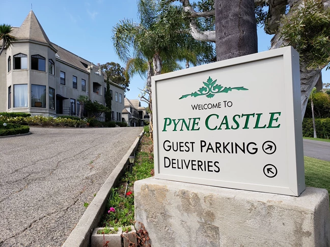 Directional Welcome Sign for Pyne Castle