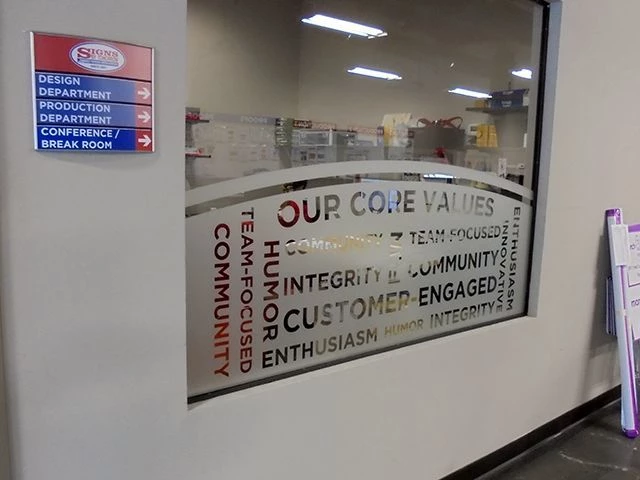 Frosted Window Graphics with Core Values