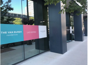 Property Management Window Graphics for Van Buren Apartments Side View