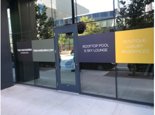 Property Management Window Graphics for Van Buren Apartments