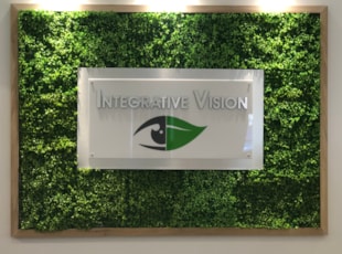 Optometry Acrylic Standoff Sign with plant backdrop