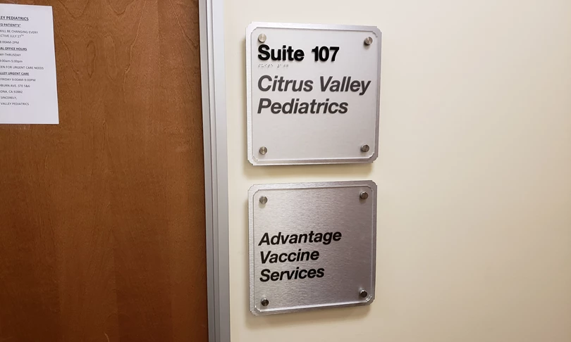 ADA Braille Standoff Signs for Pediatrics and Vaccine Services