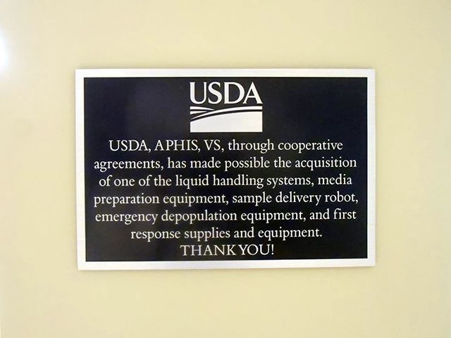 USDA Plaque with Information about Equipment