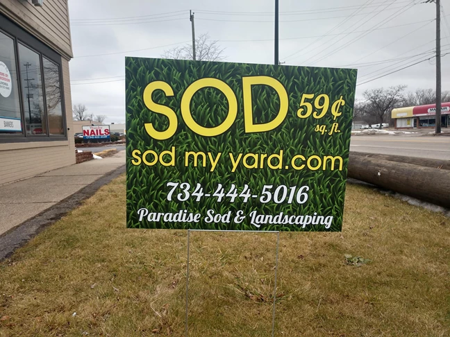 Yard sign for landscaping company