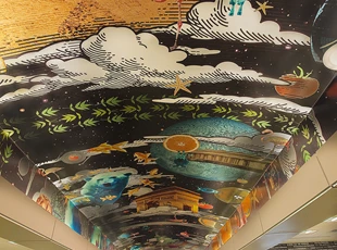 Creative Ceiling Graphics for School Library