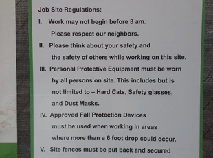 Construction Corrugated Plastic Sign with Job Site Regulations