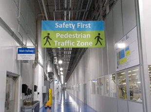 Safety First Pedestrian Traffic Indoor Vinyl Banner