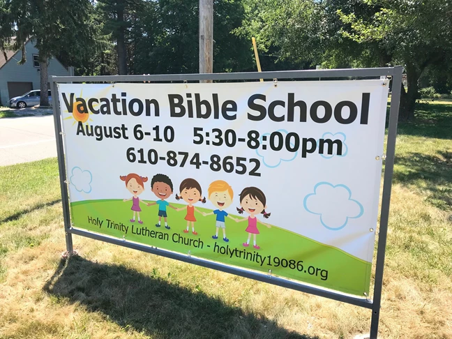 Outdoor Banner Stand for Vacation Bible School
