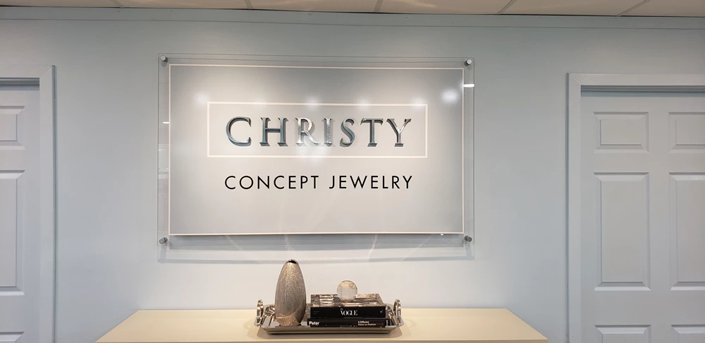 Jewelry Company Acrylic Standoff Lobby Sign
