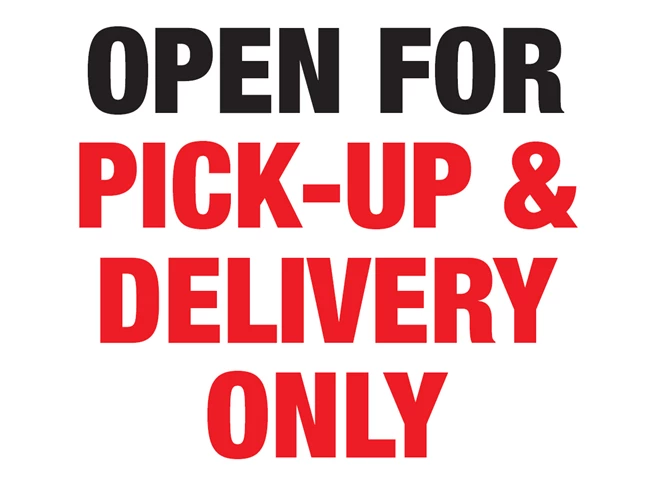 COVID-19 Open for Pick-up and Delivery Sign
