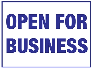 COVID-19 Open for Business Sign
