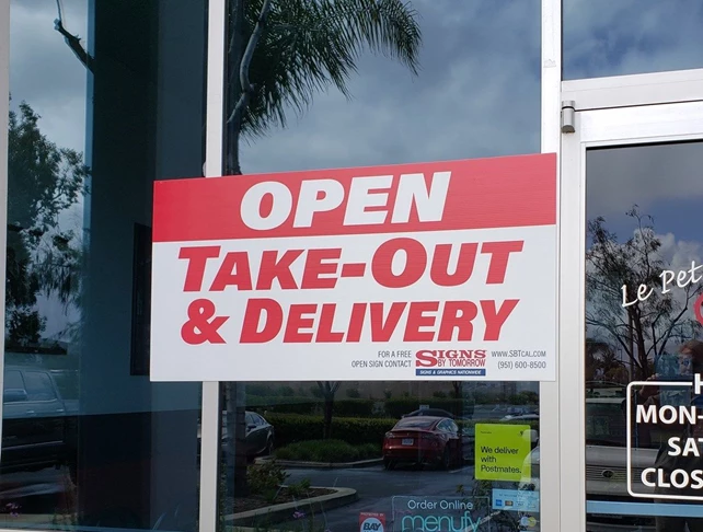 Open for Takeout and Delivery Sign