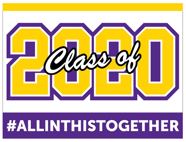 Graduation Sign Class of 2020 Yellow and Purple