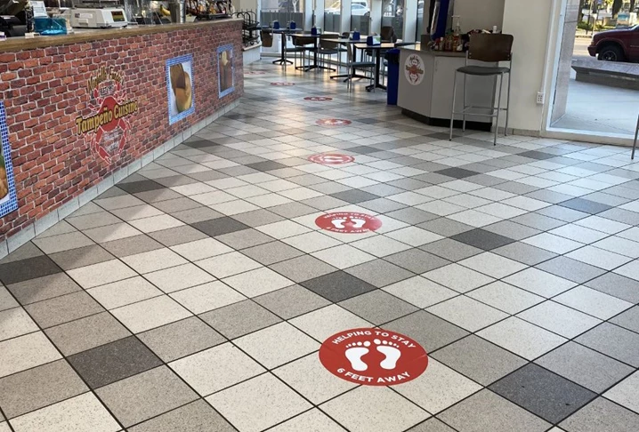 Social Distancing Floor Graphics for Cafeteria