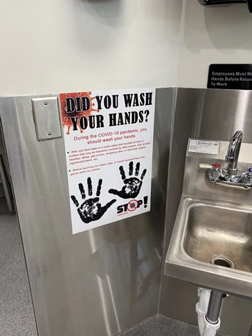 Did you wash your hands sign