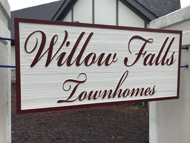 Wooden Sandblasted Sign for Townhomes