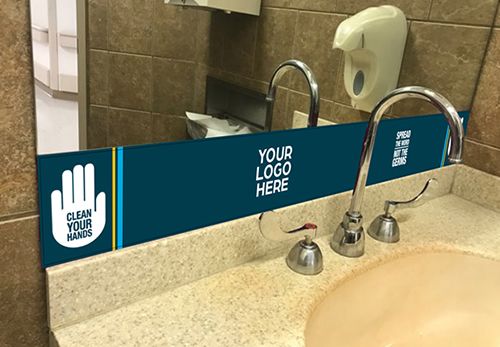 School Clean Your Hands Restroom Mirror Graphic