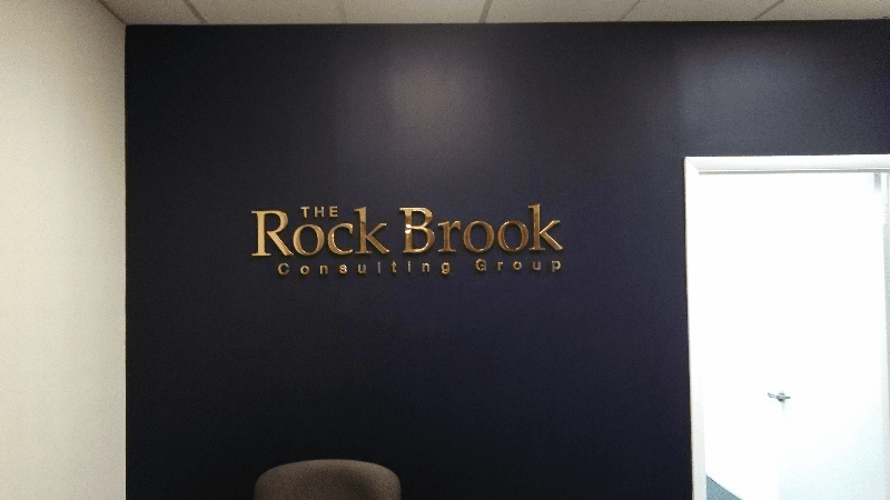 Polished Brass Raised Metal Text - Rock Brook