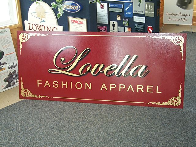 Gold leaf cut vinyl on painted MDO