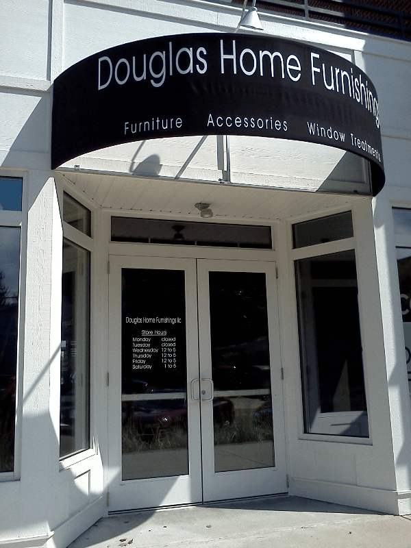 Cut vinyl on awning.