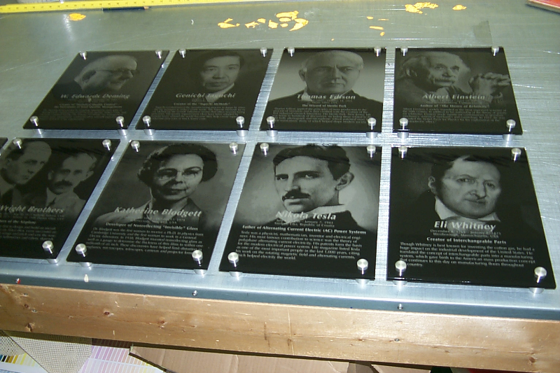 Digitally mirror printed vinyl on plexi w/ standoffs