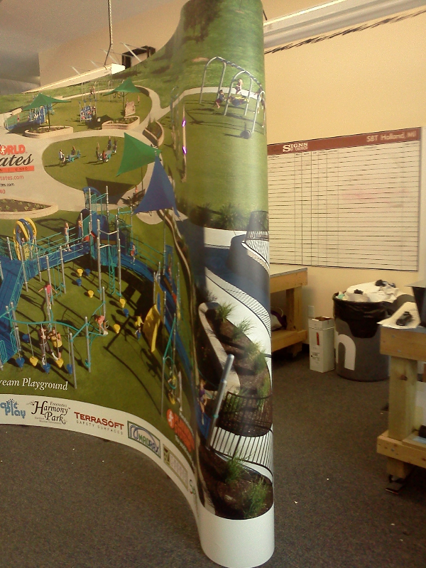 Trade show display side view with print attached (magnetically)