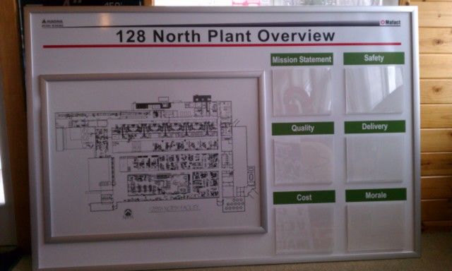 MDO with digitally printed vinyl with snap framed and folded acrylic holders.