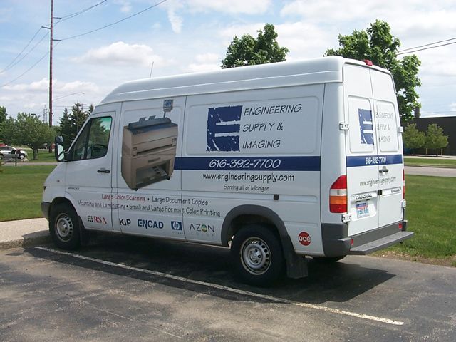 Digital printed vinyl with lamination.