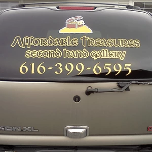 Digital printed vinyl with lamination and cut vinyl on a vehicle.