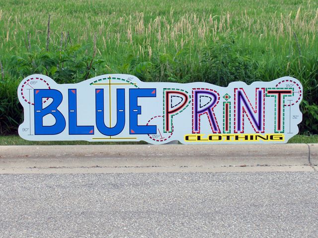 Blueprint Clothing Entrance Sign